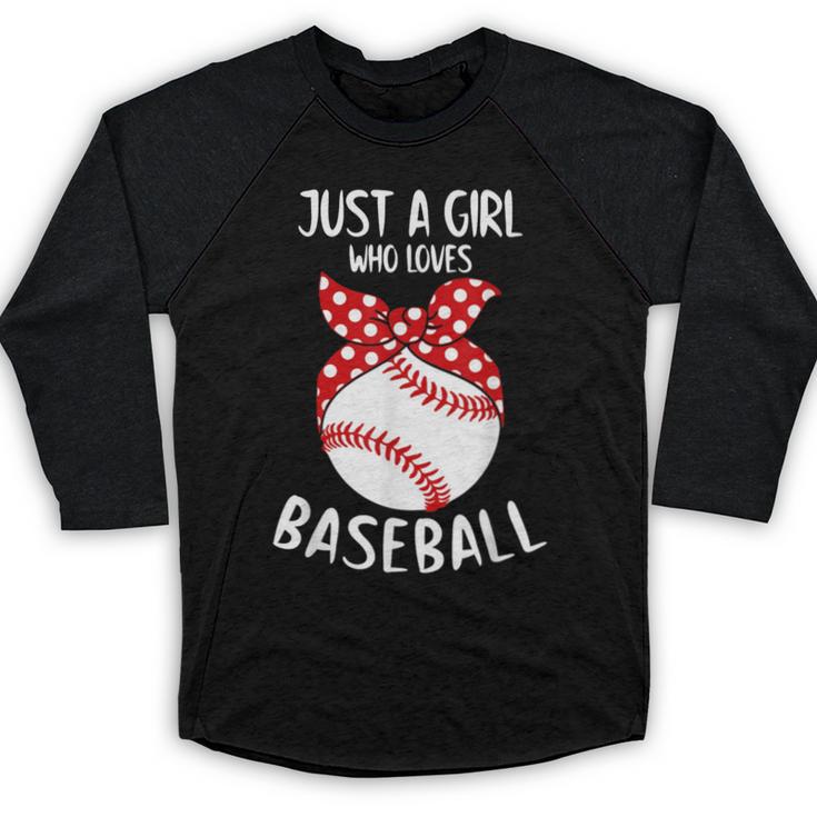 Just A Girl Who Loves Baseball Cute Retro Baseball Lover Baseball Raglan Shirt