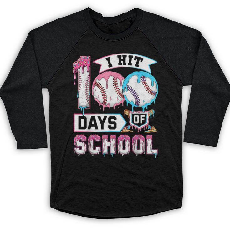Kids 100 Days Of School Boys 100th Day Baseball Drip Toddler Baseball Raglan Shirt