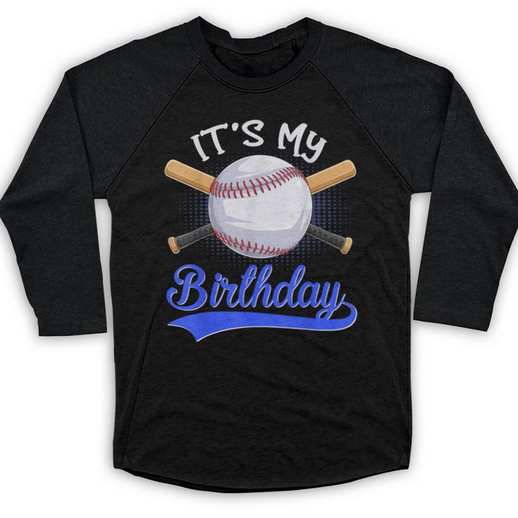 Kids 8th Baseball Birthday Party Boys Sport Fan 8 Years Old Baseball Raglan Shirt