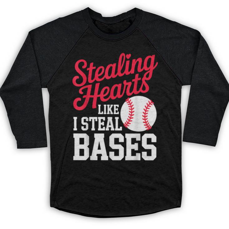 Kids Stealing Hearts Cute Baseball Boys Baseball Raglan Shirt