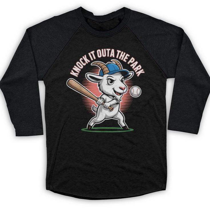 Knock It Outa The Park Baseball Goat Home Run Baseball Raglan Shirt