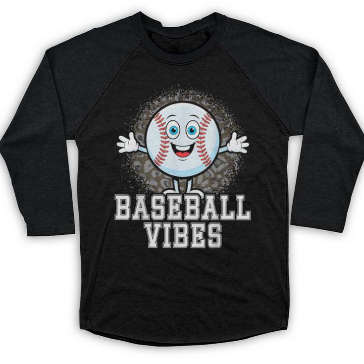 Leopard Baseball Vibes Game Day Softball Life Mom Baseball Raglan Shirt