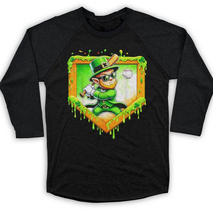 Leprechaun Baseball St Patricks Day Ice Cream Drip Men Boys Baseball Raglan Shirt