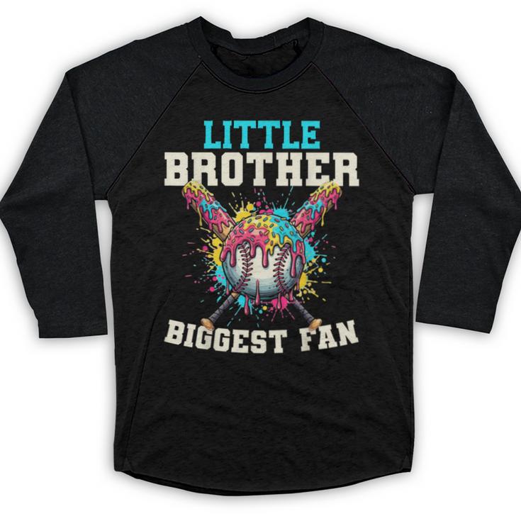 Little Brother Biggest Fan Baseball Cream Drip Crossed Bats Baseball Raglan Shirt