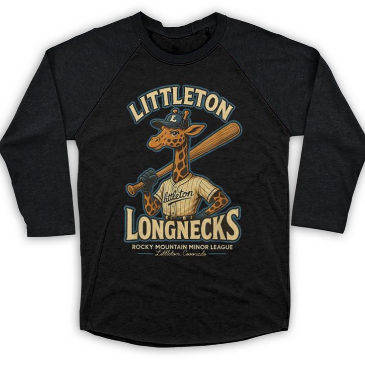 Littleton Longnecks Retro Minor League Baseball Baseball Raglan Shirt