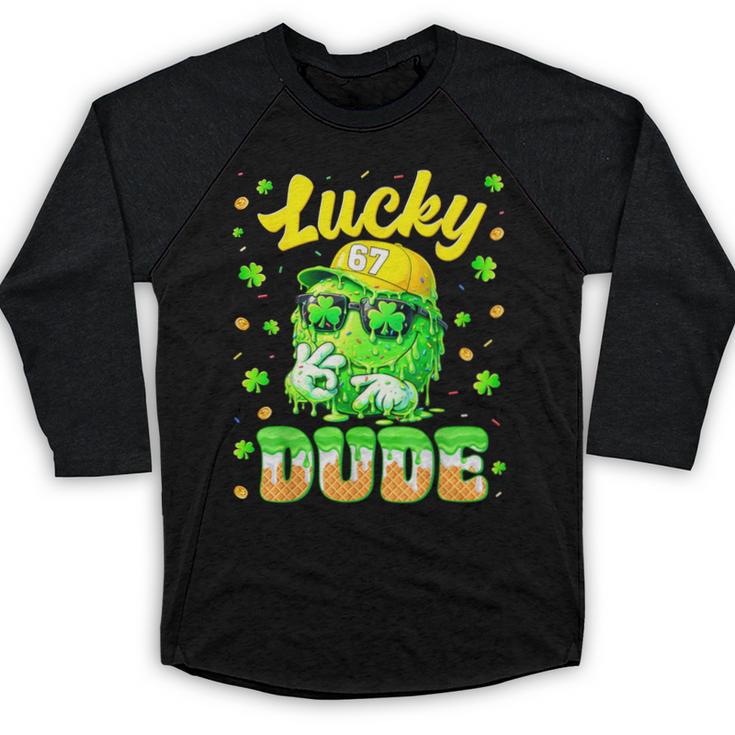 Lucky Dude Drip Baseball Shamrock St Patrick Men Boy Youth Baseball Raglan Shirt