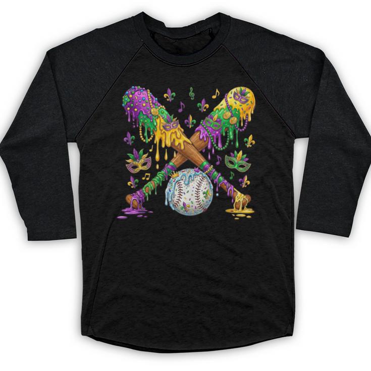 Mardi Gras Baseball Drip Shirt Cool Dripping Baseball Drip Baseball Raglan Shirt