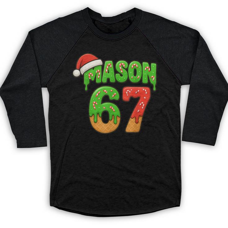 Mason 67 Christmas Ice Cream Drip Meme Six Seven Baseball Baseball Raglan Shirt
