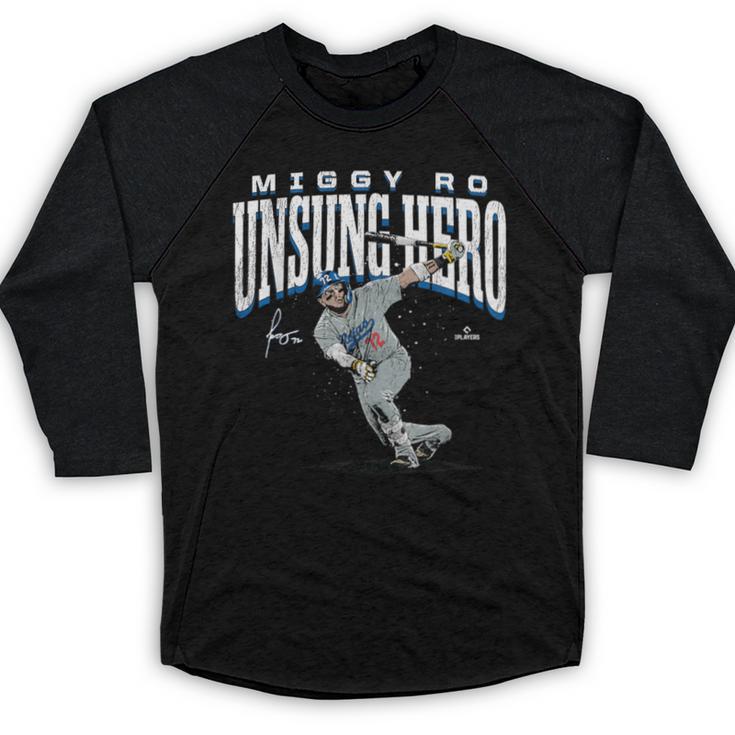 Miguel Rojas Unsung Hero Los Angeles Baseball MLBPA Baseball Raglan Shirt