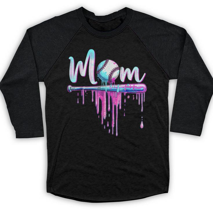 Mom Baseball Ice Cream Drip Birthday Boy Family Baseball Raglan Shirt