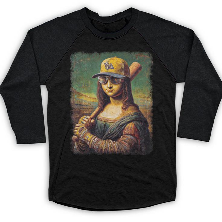 Mona Lisa Baseball Trending Aesthetic Streetwear Baseball Raglan Shirt