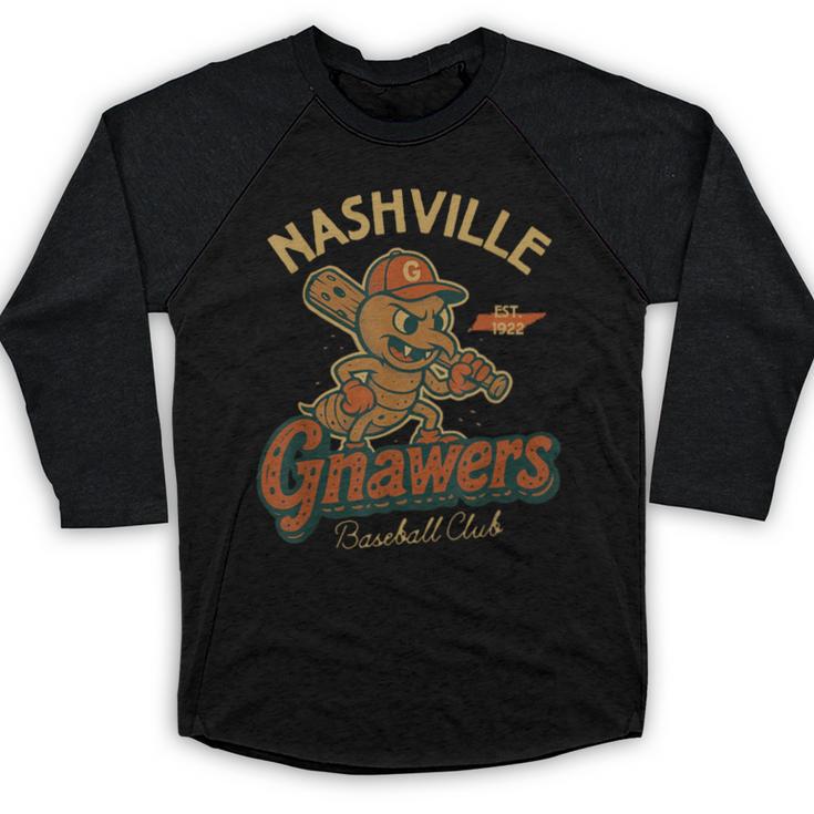 Nashville Gnawers Retro Minor League Baseball Baseball Raglan Shirt