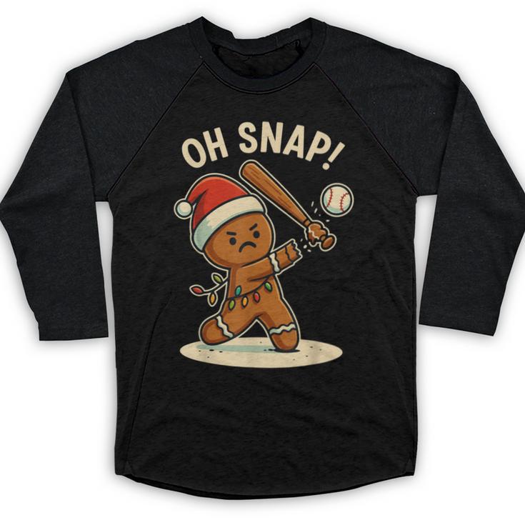 Oh Snap Gingerbreadman Baseball Christmas Men Boys Toddlers Baseball Raglan Shirt