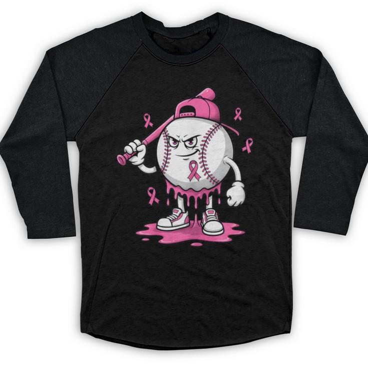Pink Ribbon Baseball Breast Cancer Awareness Baseball Raglan Shirt