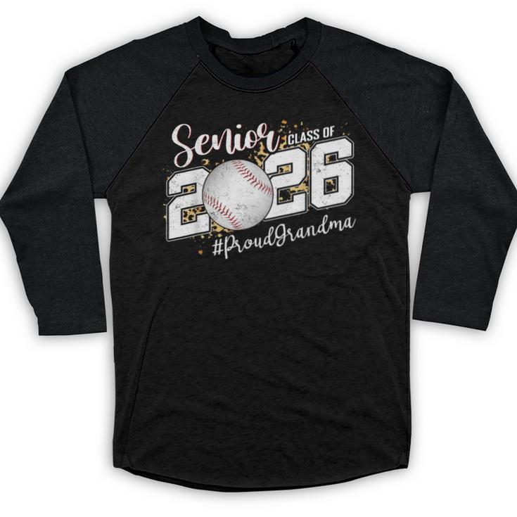 Proud Senior Grandma Class Of 2026 Baseball Graduate Leopard Baseball Raglan Shirt