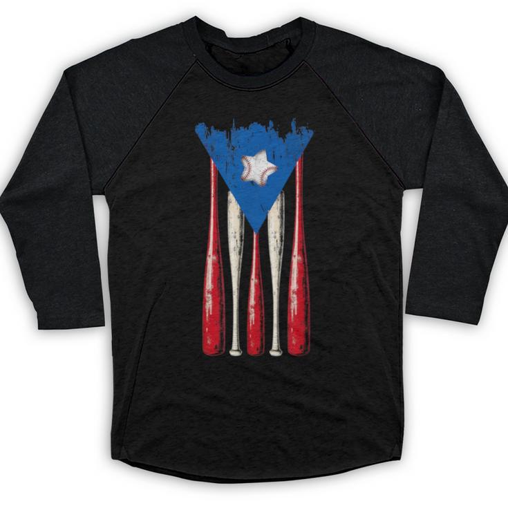 Puerto Rican Baseball Bats Puerto Rico Flag Pride BéIsbol Baseball Raglan Shirt