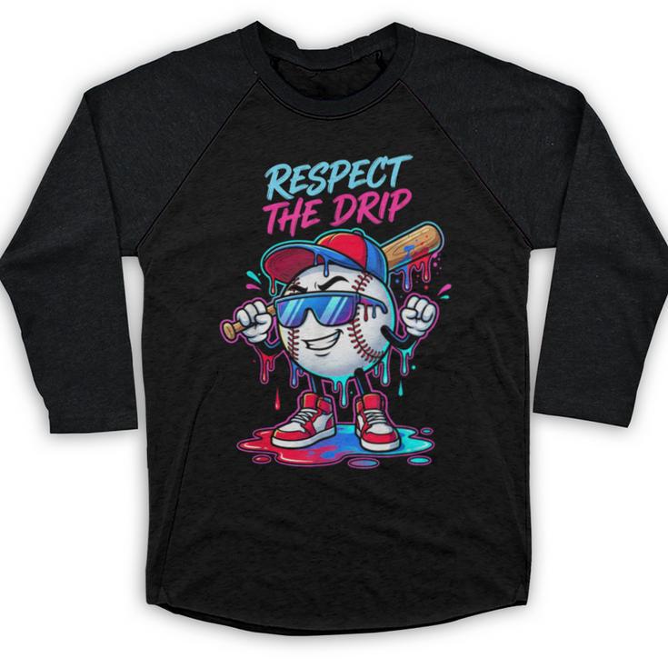 Respect The Drip Baseball Bat Sunglasses Mascot Baseball Raglan Shirt