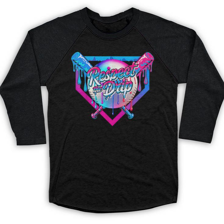 Respect The Drip Baseball Ice Cream For Kids Boys Youth Baseball Raglan Shirt