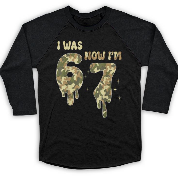 Retro I Was 6 Now I'm 7 Camo 67 Ice Cream Drip Baseball Baseball Raglan Shirt