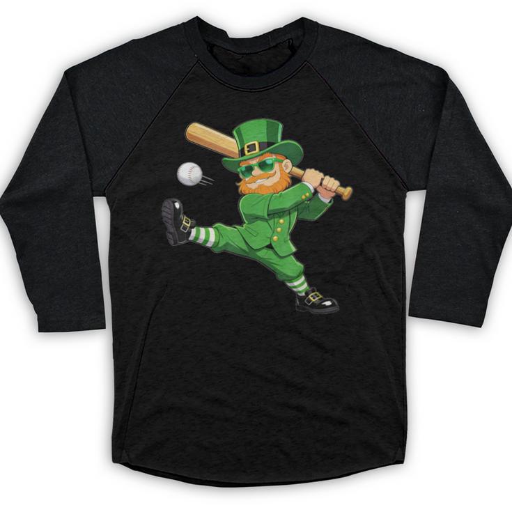 Retro Leprechaun Baseball St Patricks Day Sport Men Boy Kids Baseball Raglan Shirt