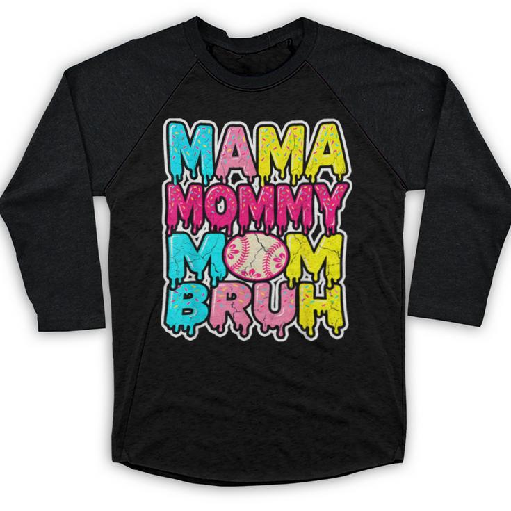 Retro Mama Mommy Mom Bruh Baseball Women Girls Baseball Raglan Shirt