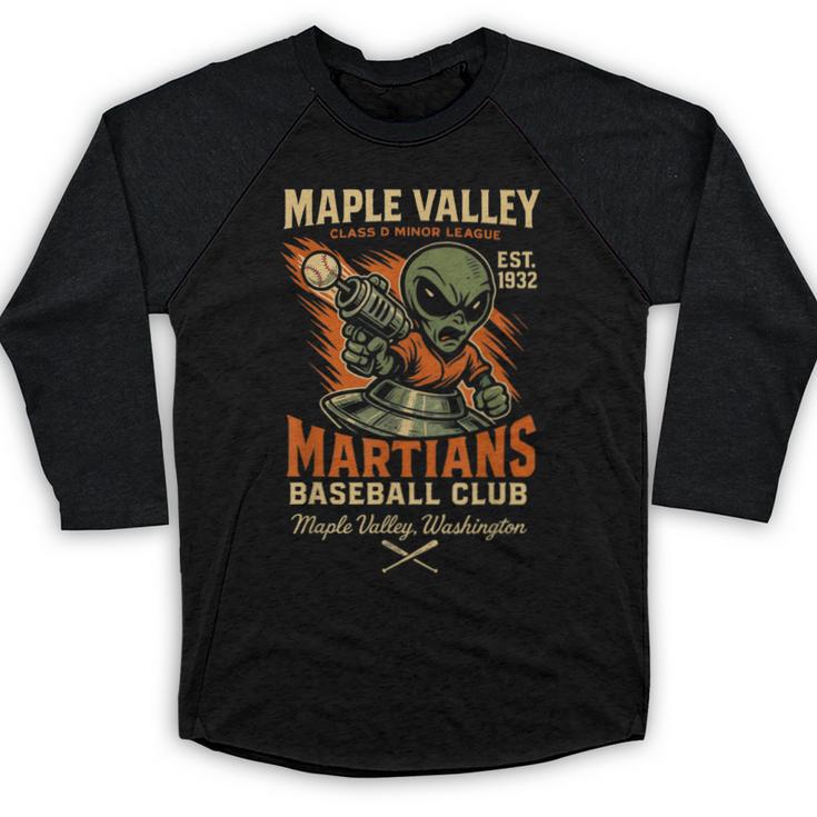 Retro Minor League Maple Valley Martians Baseball Club Baseball Raglan Shirt