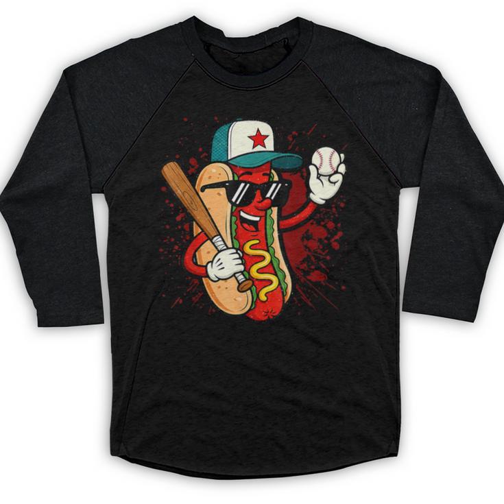Retro Vintage Baseball Hot Dogs Baseball Raglan Shirt