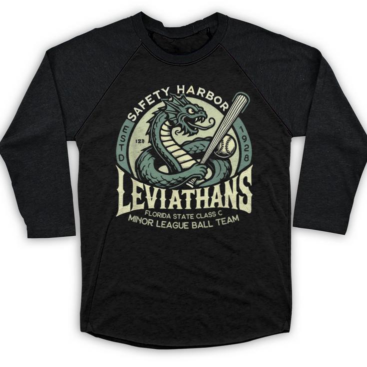 Safety Harbor Leviathans Retro Baseball Monster Baseball Raglan Shirt