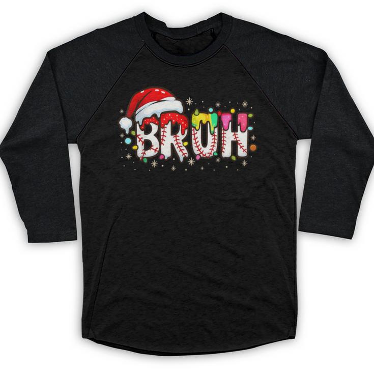 Santa Bruh Baseball Christmas Xmas Meme Pajamas Family Baseball Raglan Shirt