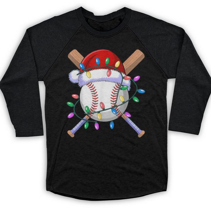 Santa Sports Christmas Baseball Player Baseball Raglan Shirt