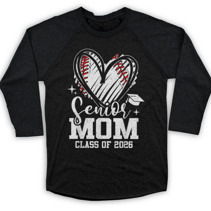 Senior Mom Class Of 2026 Baseball Graduation Heart Baseball Raglan Shirt