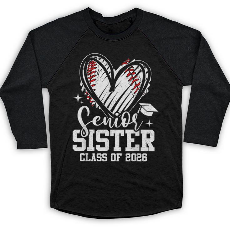 Senior Sister Class Of 2026 Baseball Graduation Heart Baseball Raglan Shirt
