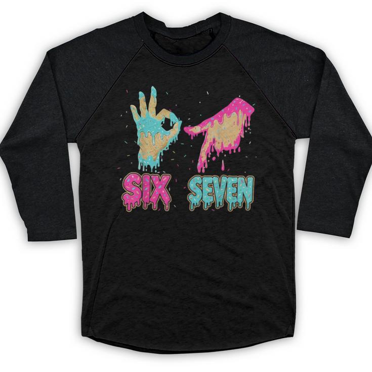 Six Seven 67 Meme Ice Cream Drip Baseball For Boy Kids Baseball Raglan Shirt