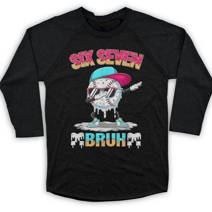 Six Seven 67 Meme Ice Cream Drip Baseball Dabbing Boy Kids Baseball Raglan Shirt