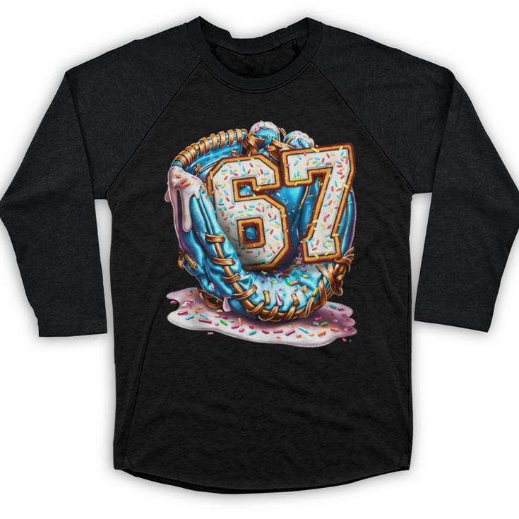 Six Seven Baseball Lifestyle 67 Meme Gen Alpha Slang Baseball Raglan Shirt