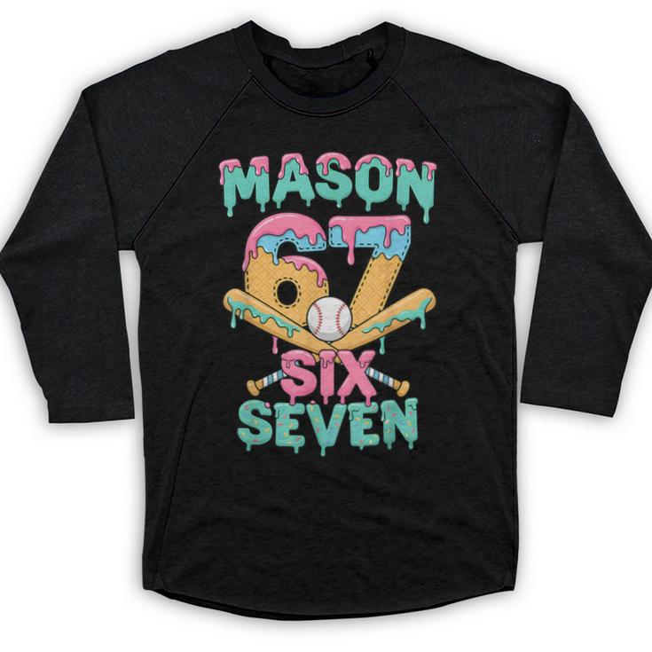 Six Seven Meme Mason Ice Cream Drip Baseball Number 67 Baseball Raglan Shirt