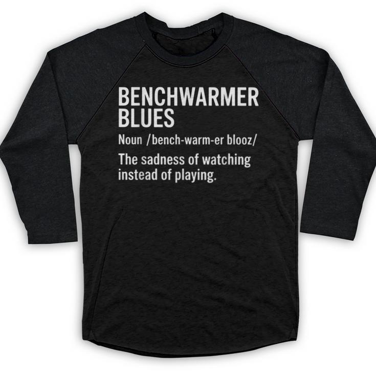 Sport Definition Baseball Soccer Benchwarmer Blues Baseball Raglan Shirt