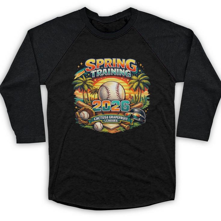 Spring Training 2026 Retro Baseball Palm Cactus Baseball Raglan Shirt