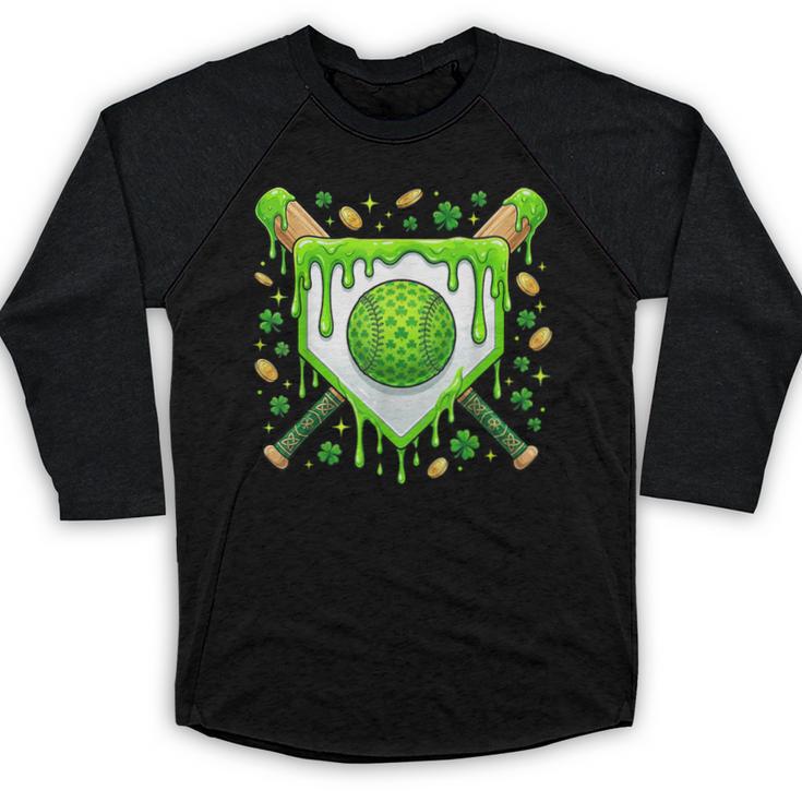 St Patrick Day Baseball Drip Ice Cream Boys Men Baseball Raglan Shirt