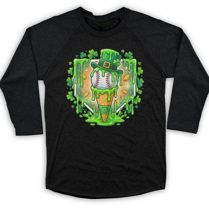 St Patrick Day Baseball Drip Ice Cream Baseball Home Plate Baseball Raglan Shirt