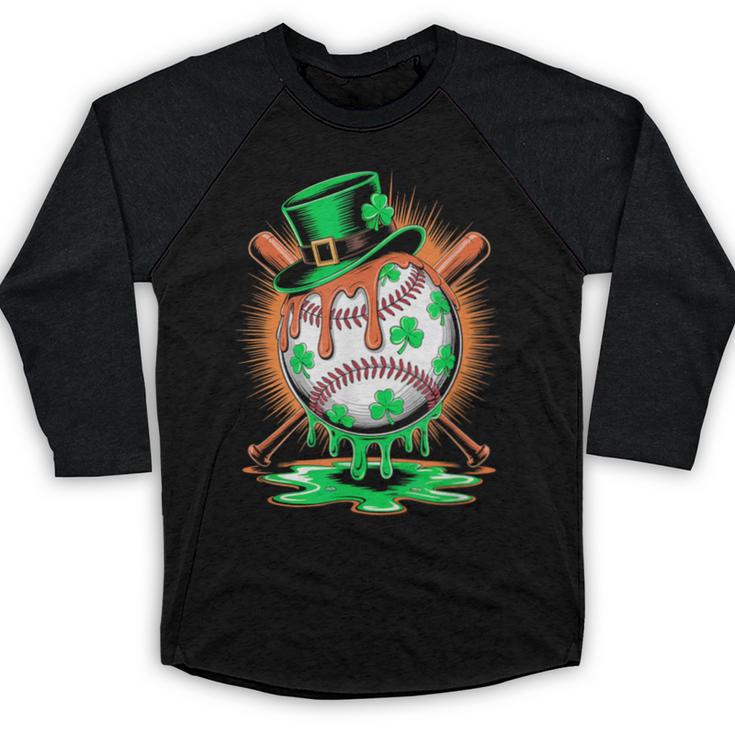 St Patrick Day Baseball Drip Ice Cream Kids Boys Men Baseball Raglan Shirt