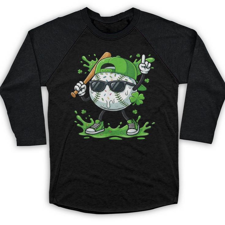 St Patrick Day Baseball Drip Ice Cream Baseball Player Men Baseball Raglan Shirt