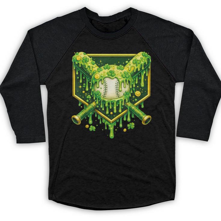 St Patrick's Day Baseball Boys Ice Cream Drip Youth Kids Baseball Raglan Shirt