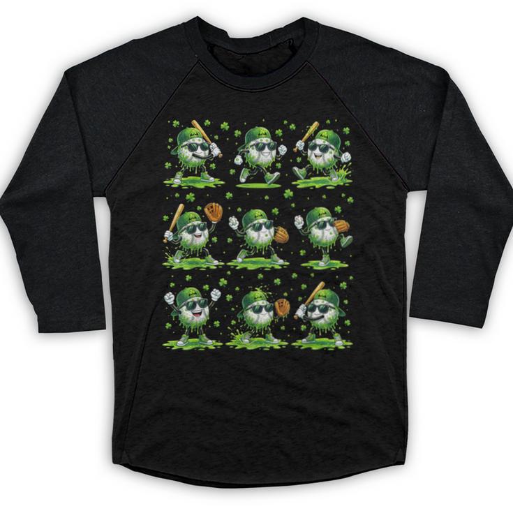 St Patricks Day Baseball Ice Cream Boys Baseball Player Baseball Raglan Shirt