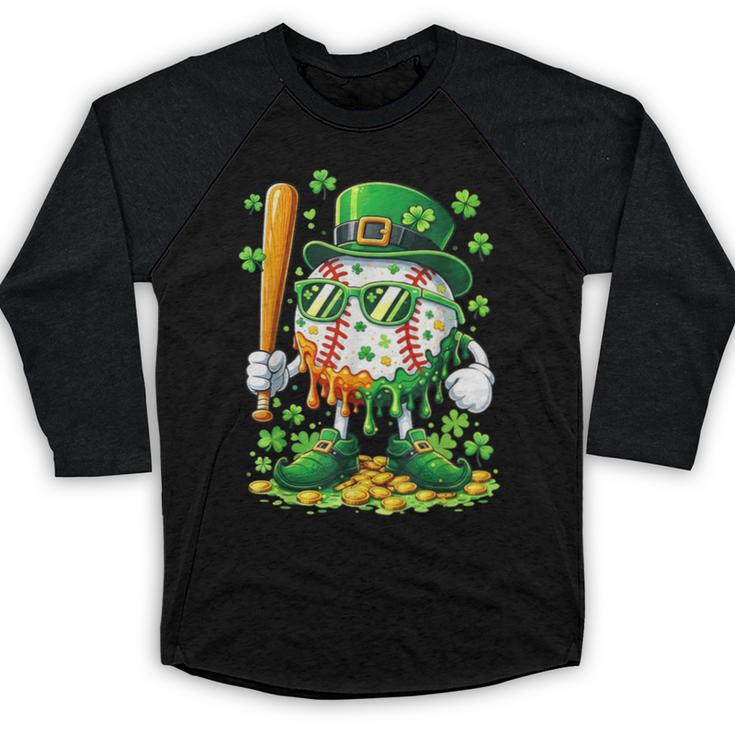 St Patricks Day Baseball Ice Cream Baseball Player Cartoon Baseball Raglan Shirt