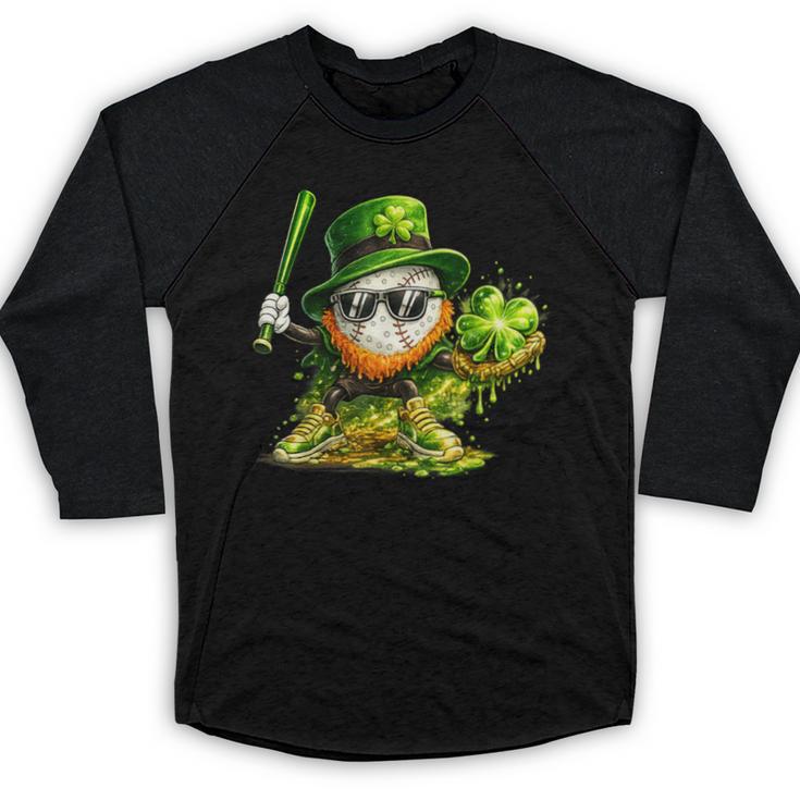St Patrick’s Day Baseball Shamrock Player Baseball Raglan Shirt