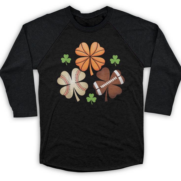 St Patricks Day Shamrock Basketball Baseball Irish Boys Men Baseball Raglan Shirt