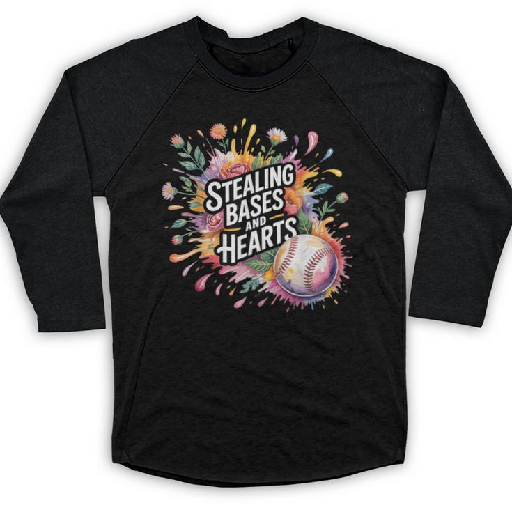 Stealing Bases And Hearts Baseball Puns Sports Baseball Raglan Shirt