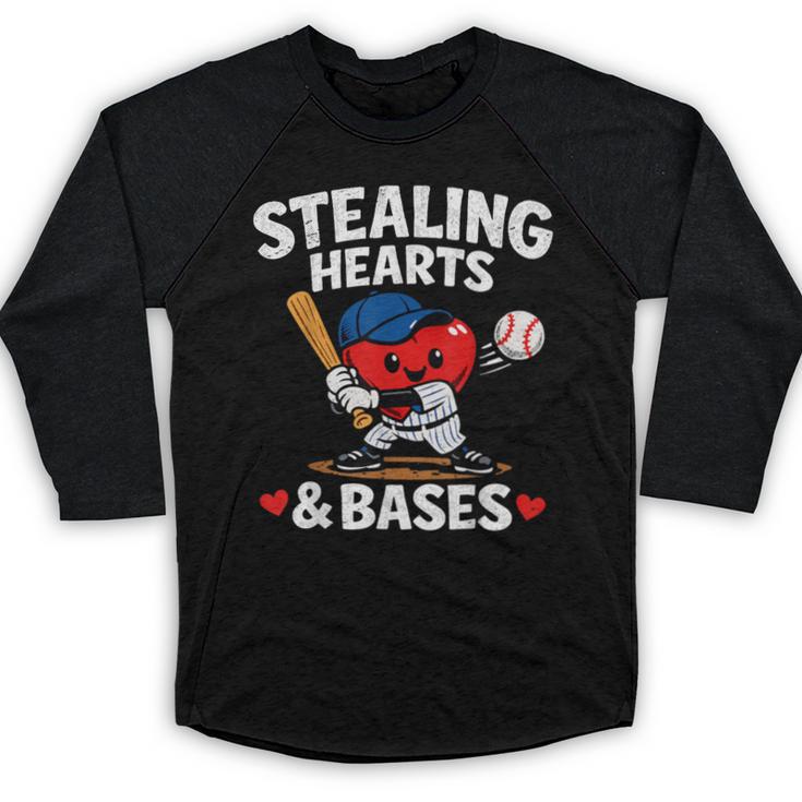 Stealing Hearts & Bases Valentine’s Day Baseball Love Baseball Raglan Shirt