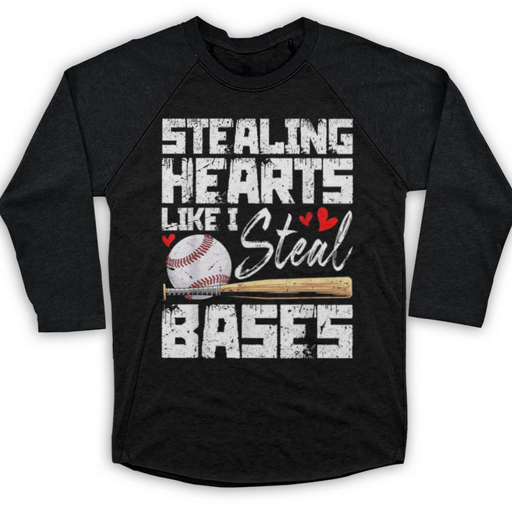 Stealing Hearts Like I Steal Bases Baseball Valentines Baseball Raglan Shirt